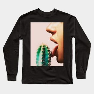 Cacti, Lips, Face, Pink, Woman, Girl, Fashion art, Fashion print, Scandinavian art, Modern art, Wall art, Print, Minimalistic, Modern Long Sleeve T-Shirt